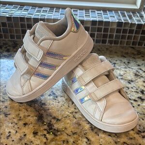 Adidas white and Silver Sneakers with Velcro Strap